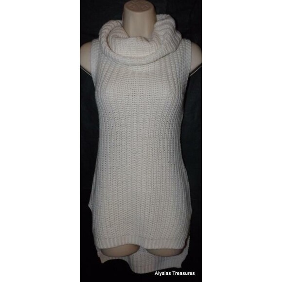 NEW NWT Ivory White Sz XS Sleeveless Cowl Neck Lightweight Tunic Sweater RUE21 - Picture 1 of 2